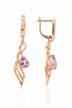 Load image into Gallery viewer, Natural Amethyst &amp; White Topaz Sterling Silver Earrings