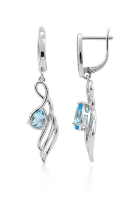 Natural Sky Blue Topaz Earrings Sterling Silver