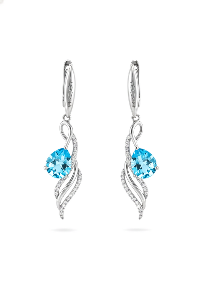 Natural Sky Blue Topaz Earrings Sterling Silver