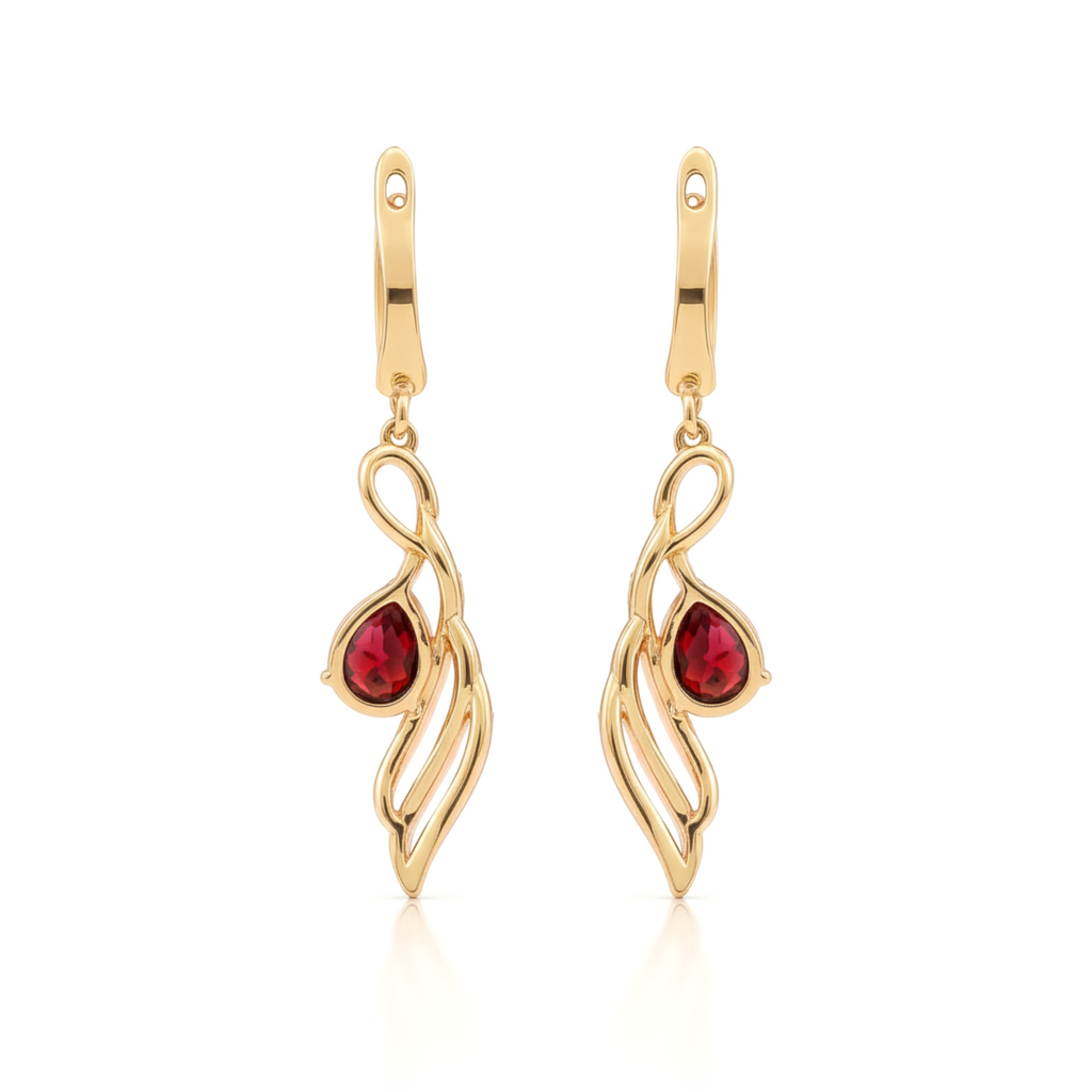 Red Natural Garnet Sterling Silver Earrings