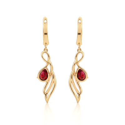 Red Natural Garnet Sterling Silver Earrings