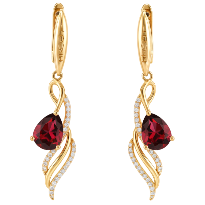 Red Natural Garnet Sterling Silver Earrings