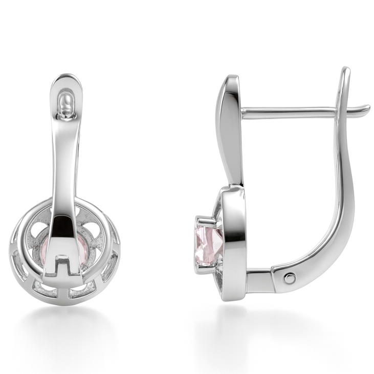 Natural Rose Quartz & White Topaz Sterling Silver Earrings