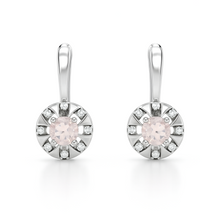 Load image into Gallery viewer, Natural Rose Quartz &amp; White Topaz Sterling Silver Earrings