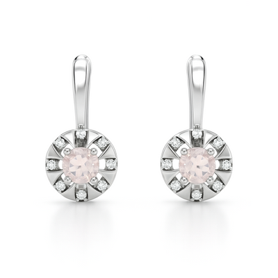 Natural Rose Quartz & White Topaz Sterling Silver Earrings