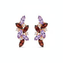 Load image into Gallery viewer, Natural Amethyst and Garnet Silver Cluster Earrings