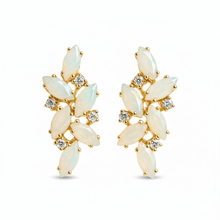 Load image into Gallery viewer, Natural Aqua Chalcedony and White Moonstone Silver Cluster Earrings