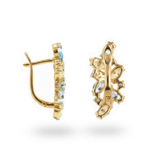 Load image into Gallery viewer, Natural Lemon Quartz and  Sky Blue Topaz Silver Cluster Earrings