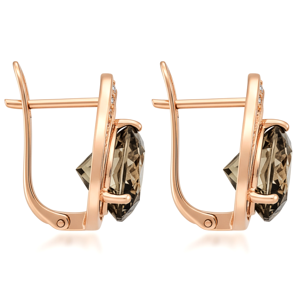 Natural Smoky Quartz & White Topaz Sterling Silver Earrings