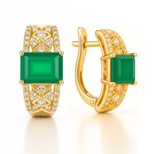 Load image into Gallery viewer, Natural Green Agate Gemstone Sterling Silver Earrings