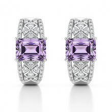 Load image into Gallery viewer, Natural Amethyst Sterling Silver Hoop Earrings