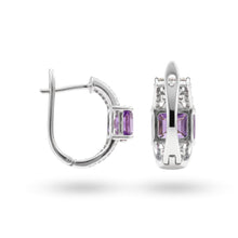 Load image into Gallery viewer, Natural Amethyst Sterling Silver Hoop Earrings