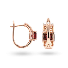 Load image into Gallery viewer, Natural Red Garnet Silver Hoop Earrings