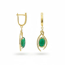 Load image into Gallery viewer, Natural Green Agate Sterling Silver Earrings