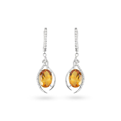 Natural Citrine & White Topaz Sterling Silver Earrings
