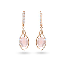 Load image into Gallery viewer, Natural Rose Quartz Rose Gold Plating Silver Drop Earrings