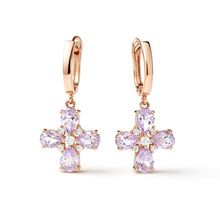 Load image into Gallery viewer, Purple Natural Amethyst Flower Silver Earrings