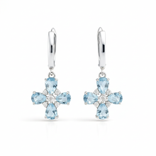 Load image into Gallery viewer, Natural Sky Blue Topaz Sterling Silver Floral Earrings