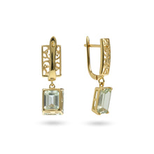 Load image into Gallery viewer, Natural Green Amethyst Gold Plated Sterling Silver Earrings
