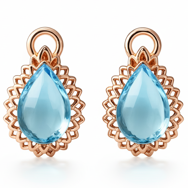 Natural Pear Shaped Sky Blue Topaz Silver Drop Earrings