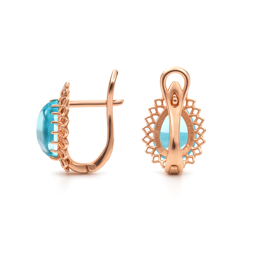 Natural Pear Shaped Sky Blue Topaz Silver Drop Earrings