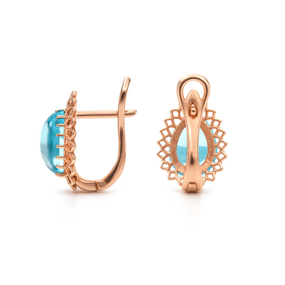 Natural Pear Shaped Sky Blue Topaz Silver Drop Earrings