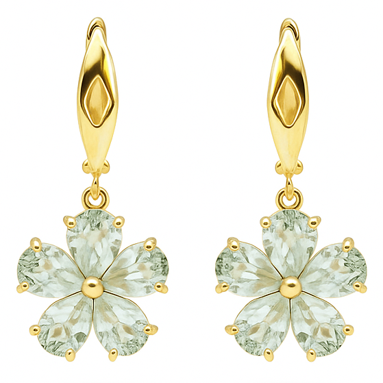 Natural Green Prasiolite Sterling Silver Earrings