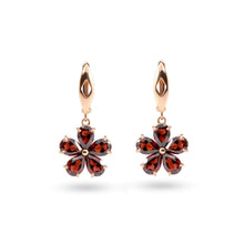 Load image into Gallery viewer, Natural Red Garnet Sterling Silver Flower Earrings
