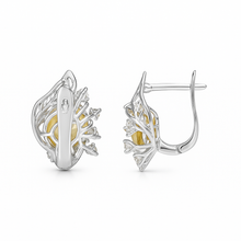 Load image into Gallery viewer, Yellow Natural Citrine Silver Floral Earrings