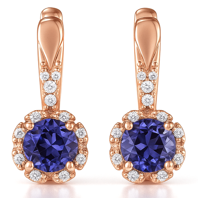 Natural Blue Iolite Sterling Silver Earrings