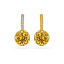 Load image into Gallery viewer, Natural Round Citrine Sterling Silver Drop Earrings