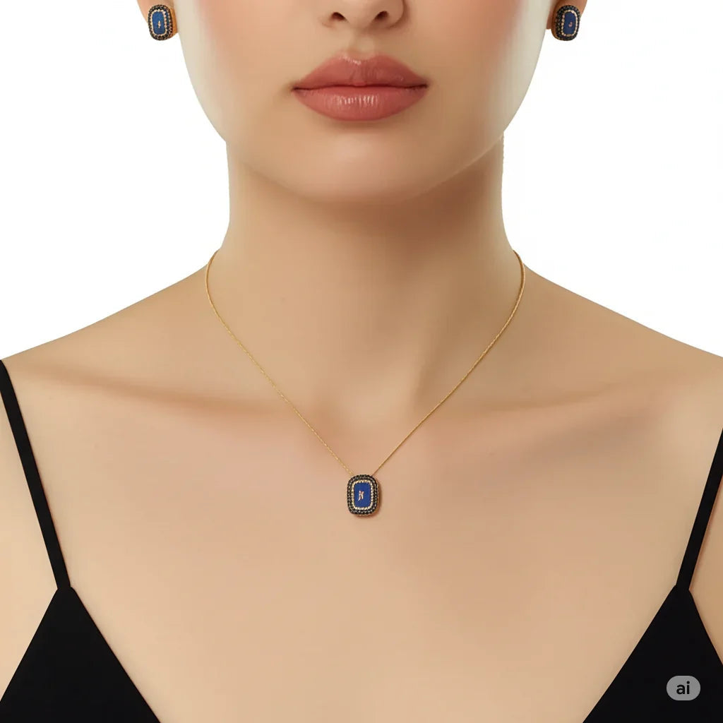 Natural Blue Lapis Lazuli Pendant Necklace