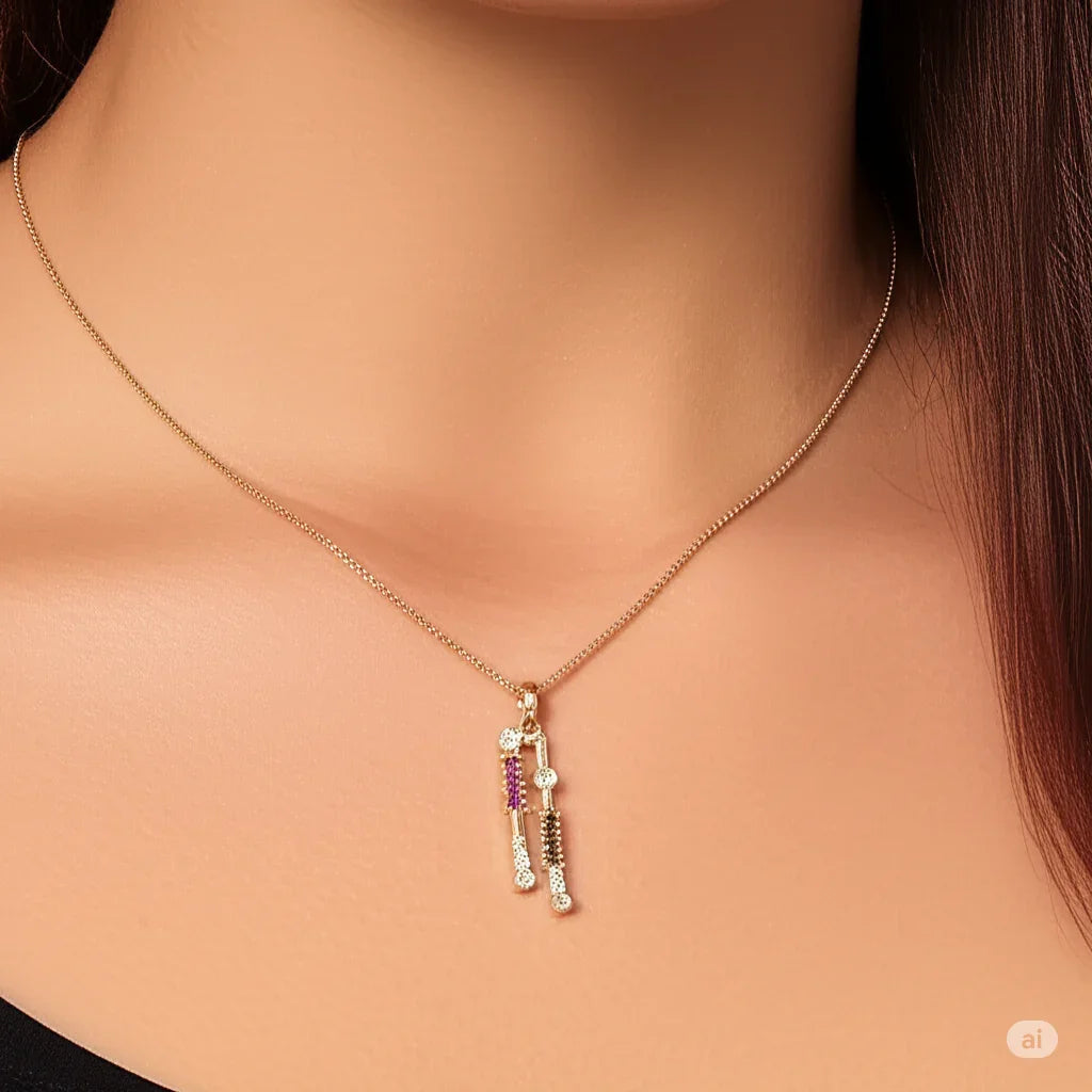 Natural Multistone Bar Drop Necklace Silver