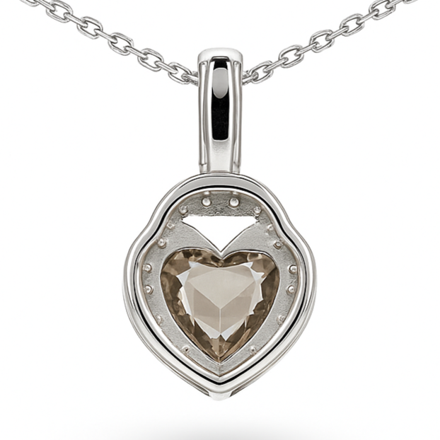 Natural Brown Quartz Sterling Silver Pendant Necklace