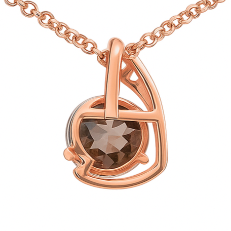 Natural Smoky Quartz trendy Silver Necklace