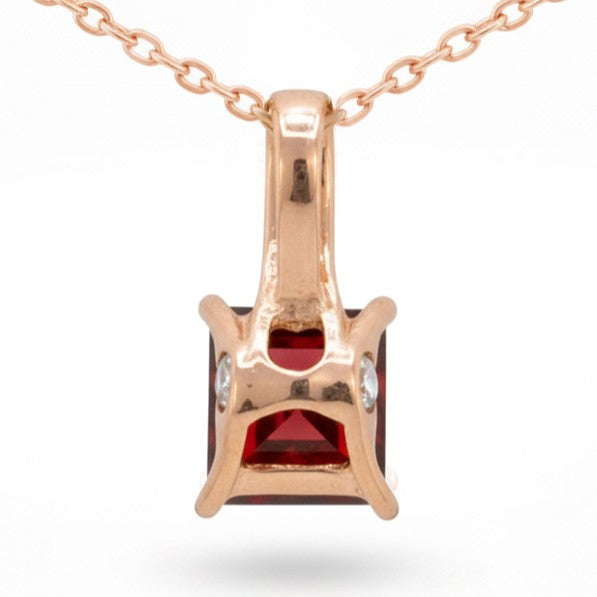 Natural Princess Garnet Sterling Silver Pendant Necklace