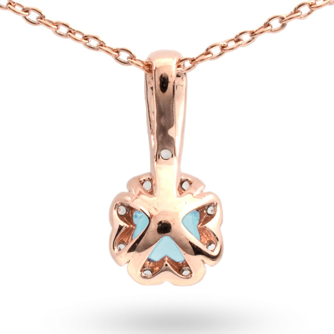 Round Natural Sky Blue Topaz Birthstone Necklace