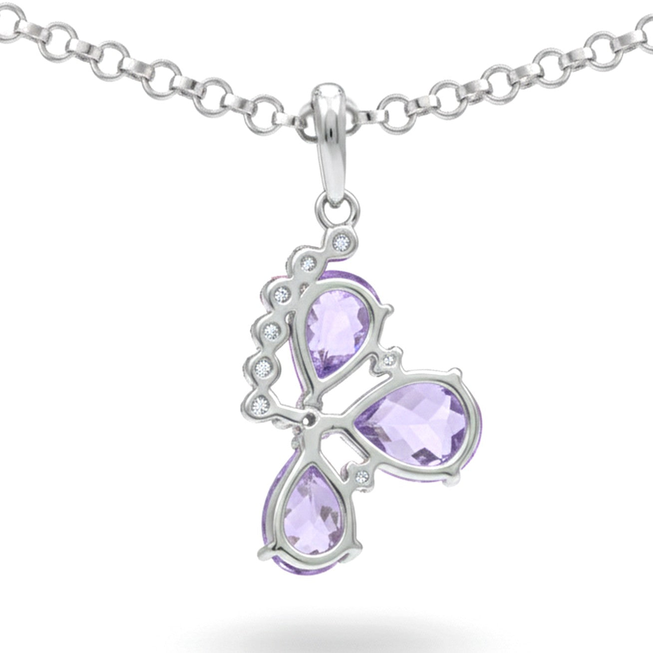 Natural Pear Amethyst  Birthstone Pendant Necklaces