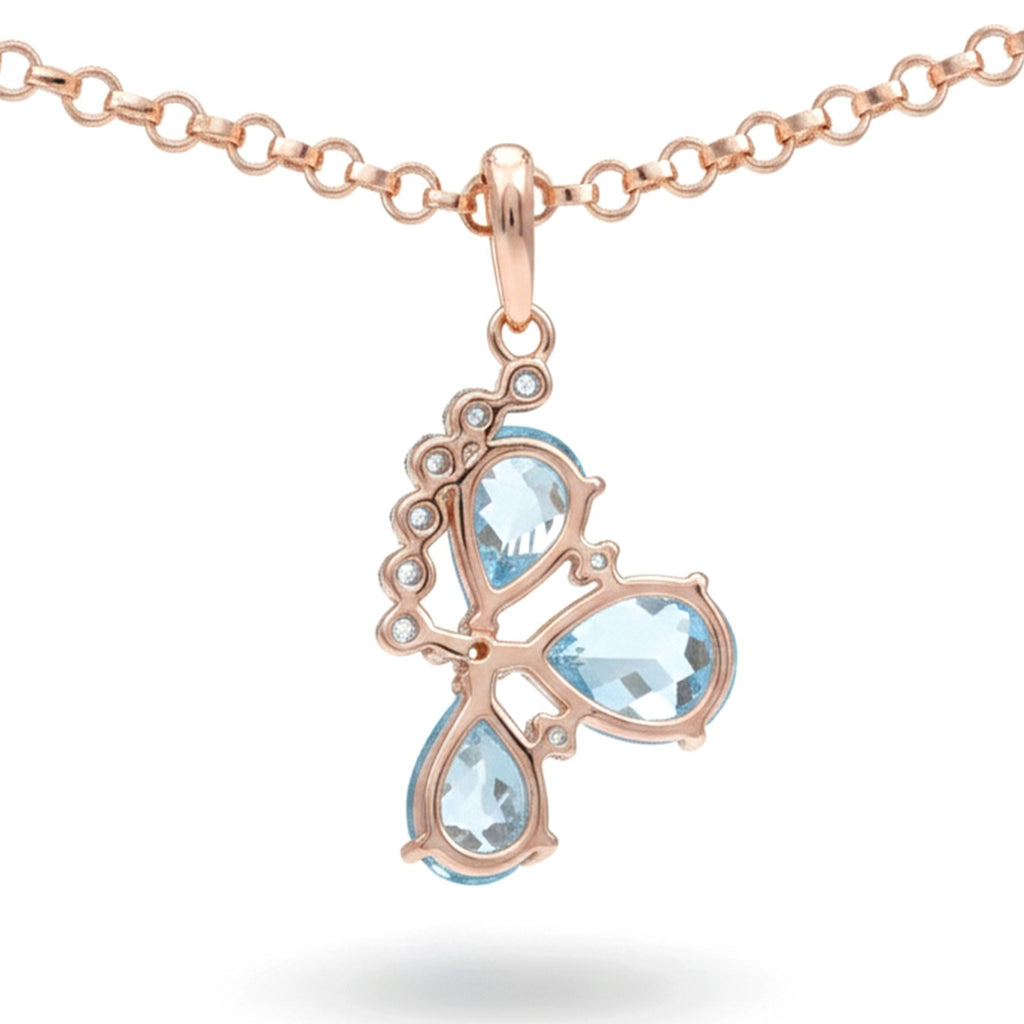 Natural Sky Blue Topaz Silver Floral Necklace