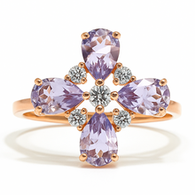 Load image into Gallery viewer, Natural Amethyst Four Leaf Clover Ring