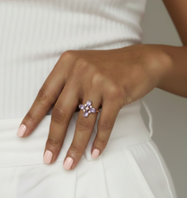 Load image into Gallery viewer, Natural Amethyst Four Leaf Clover Ring
