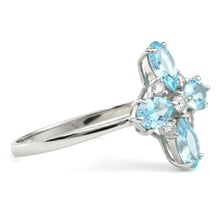 Load image into Gallery viewer, Natural Sky Blue Topaz Silver Leaf Clover Ring