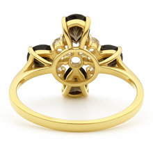 Load image into Gallery viewer, Natural Smoky Quartz Silver Leaf Clover Ring