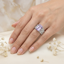 Load image into Gallery viewer, Emerald Cut Natural Amethyst Silver Statement Ring
