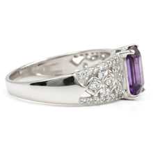 Load image into Gallery viewer, Emerald Cut Natural Amethyst Silver Statement Ring
