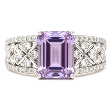 Load image into Gallery viewer, Emerald Cut Natural Amethyst Silver Statement Ring
