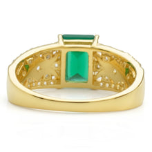 Load image into Gallery viewer, Emerald Cut Natural Green Agate Silver Statement Ring