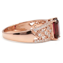 Load image into Gallery viewer, Emerald Cut Garnet and White Topaz Silver Ring