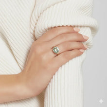 Load image into Gallery viewer, Natural Round Green Amethyst Silver Ring
