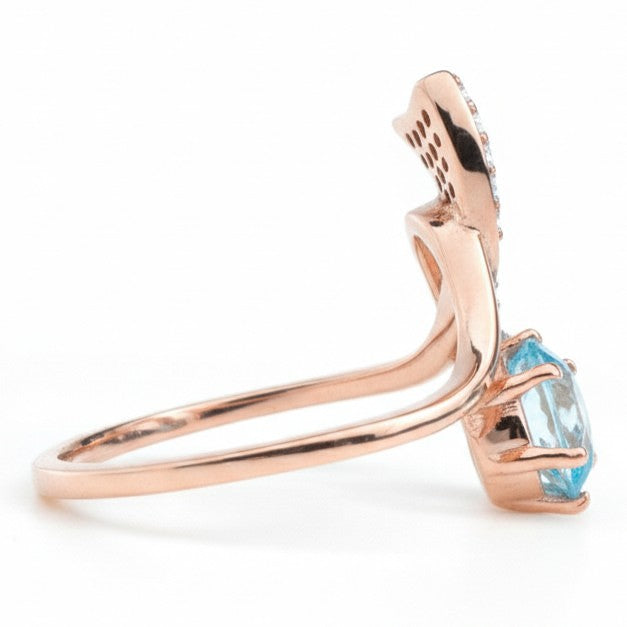 Natural Sky Blue Topaz Sterling Silver Bypass Ring